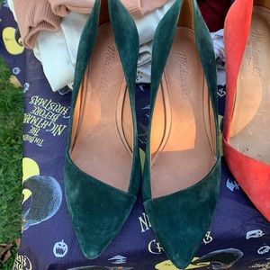 Madewell The Mira Suede Point Toe Heels in Green size 8